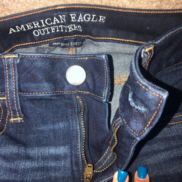 American Eagle Dark Wash Ripped Jeans - Picture 6 of 6